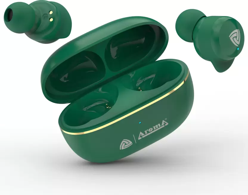 Aroma NB140 Harmony 40 Hours* Playtime|Deep Bass|Fast Charging True Wireless Earbuds Bluetooth Headset  (Green, True Wireless)