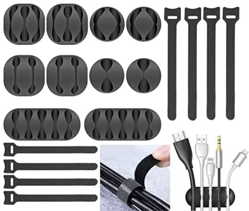 Bulfyss 18pcs Cord Cable Wire Holder Protector Organizer and Loop Cable Ties Earphone Cable Organizer