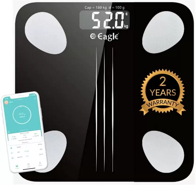 EAGLE EEP1001A Smart Connected electronic Digital Weighing Scale / Weight Machine and BMI Scale with Large LCD Display and 4 BIS Sensors