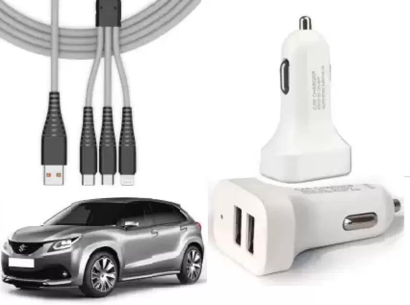 FluSun india 30 W Qualcomm 3.0 Turbo Car Charger  (White, With USB Cable)