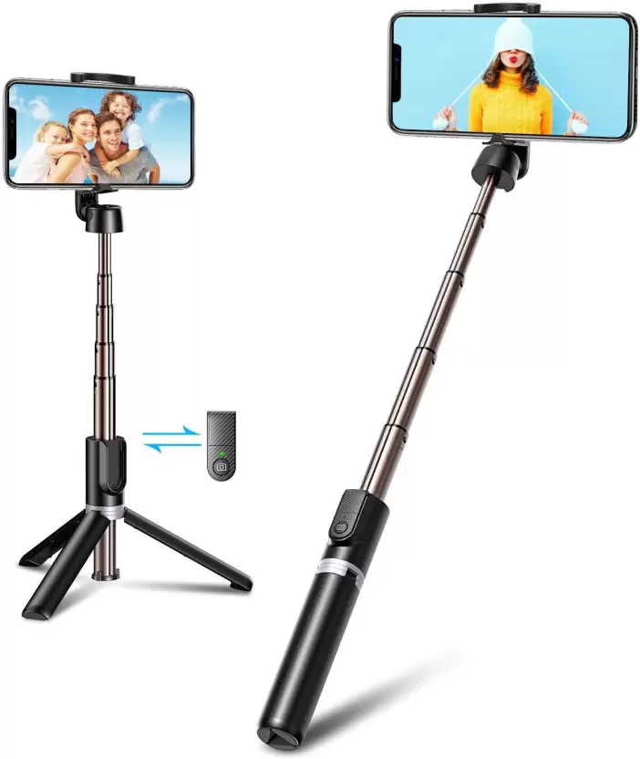 Hold up Wireless R1 Bluetooth Selfie Stick  (Black, Remote Included)