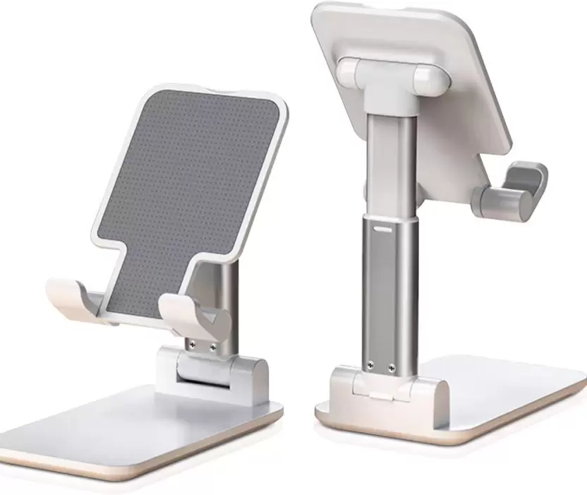 Mobtude Desktop Mobile Phone Stand,Table Mobile Adjustable & Foldable Mobile Holder Tripod  (White, Supports Up to 500 g