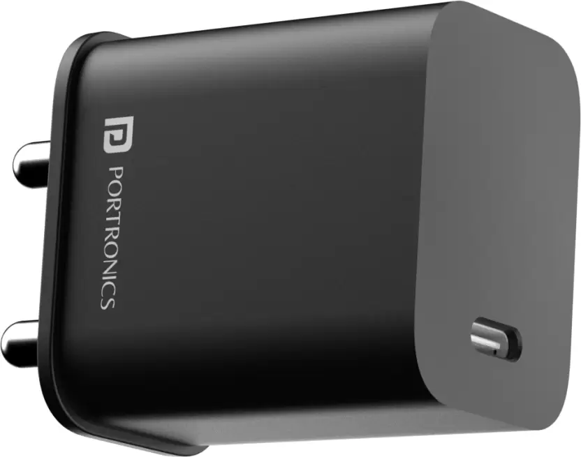 Portronics 20 W PD 3 A Mobile Charger  (Black)