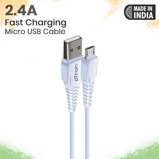 pTron USB-A to Micro USB 2.4A Fast Charging Cable compatible with Android Phones/Tablets, 480mbps Data Transfer Speed, Made in India, Solero M241 Tangle-free USB Cable
