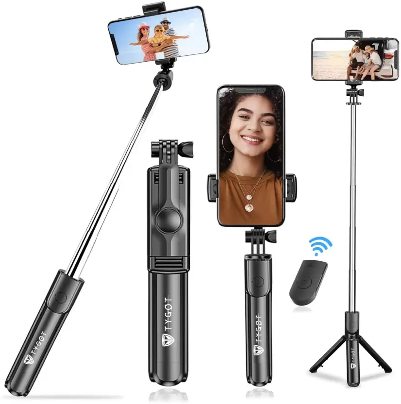 Tygot Bluetooth Selfie Stick  (Black, Remote Included)